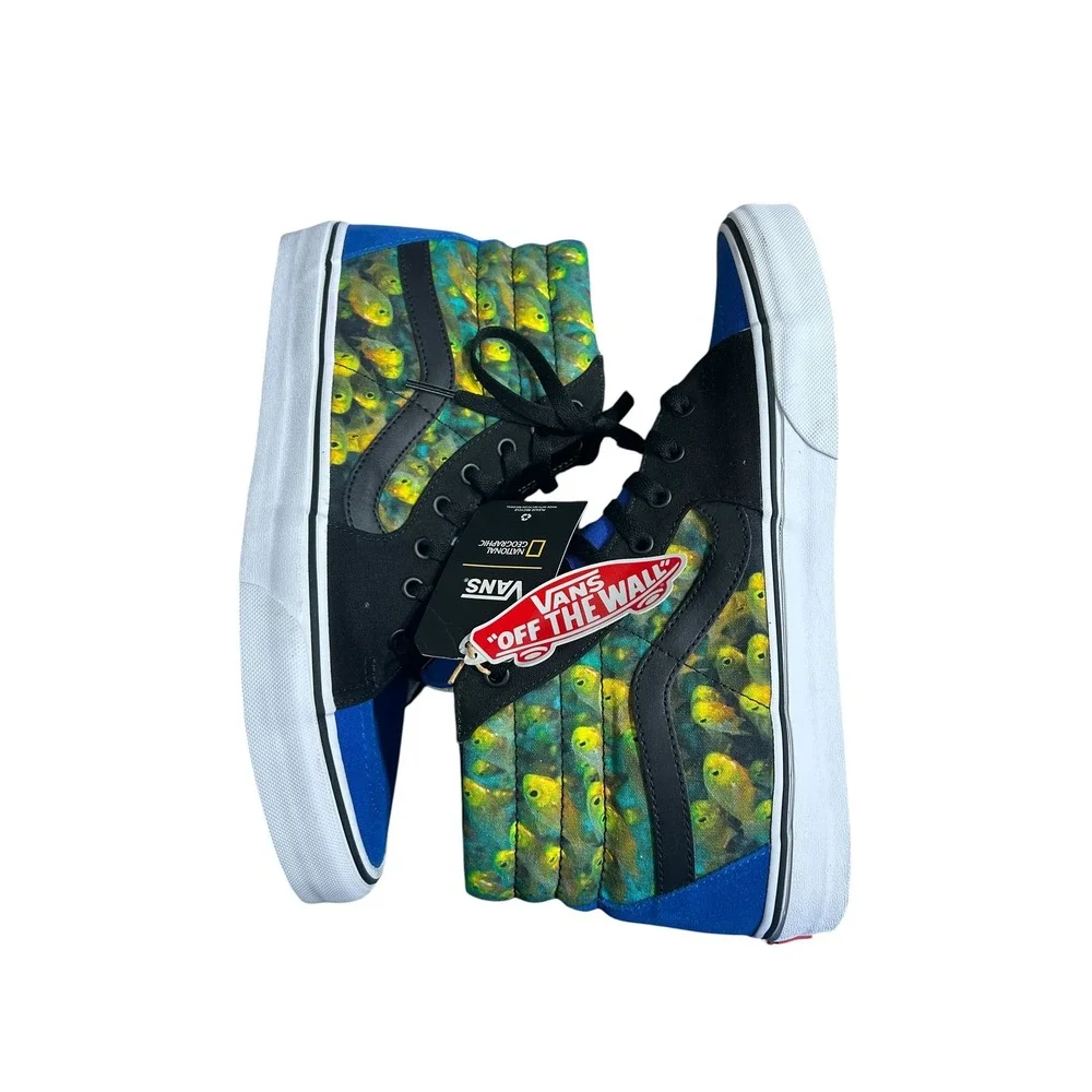 Vans x National Geographic Sk8-Hi Reissue‎ Blue Black Fish Print Mens 12 Sneaker